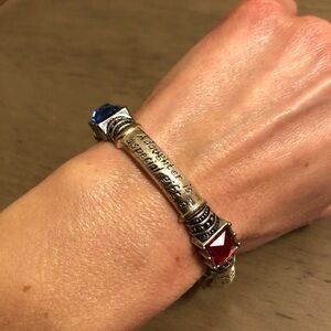 Silver Tone Daughter Bracelet with Red Blue and Green Accents